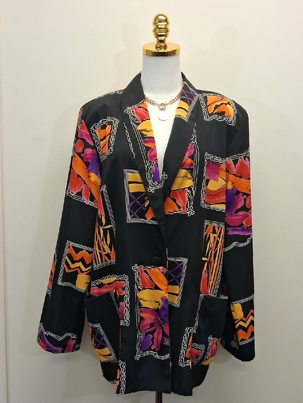 Brownstone Studio NY Black Blazer Orange & Purple Abstract Panels Size XL